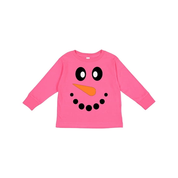 Inktastic Cute Smiling Snowman Face with Carrot Nose Boys or Girls Long Sleeve Toddler T-Shirt