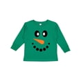 thumbnail image 1 of Inktastic Cute Smiling Snowman Face with Carrot Nose Boys or Girls Long Sleeve Toddler T-Shirt, 1 of 5