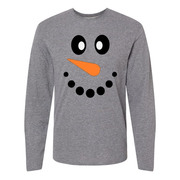 Inktastic Cute Smiling Snowman Face with Carrot Nose Long Sleeve T-Shirt