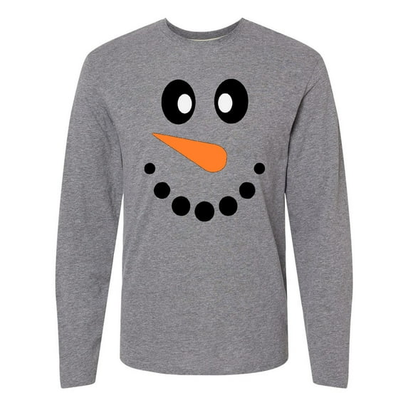 Inktastic Cute Smiling Snowman Face with Carrot Nose Long Sleeve T-Shirt