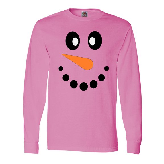 Inktastic Cute Smiling Snowman Face with Carrot Nose Long Sleeve T-Shirt