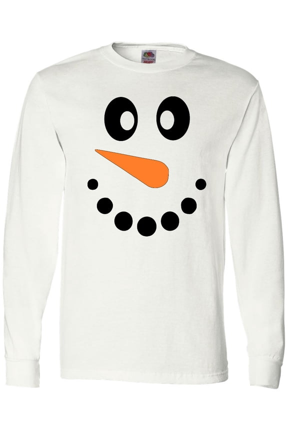 Cute Smiling Snowman Face with Carrot Nose Long Sleeve T-Shirt
