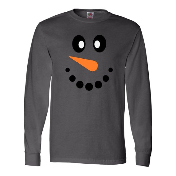 Inktastic Cute Smiling Snowman Face with Carrot Nose Long Sleeve T-Shirt