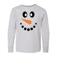thumbnail image 1 of Inktastic Cute Smiling Snowman Face with Carrot Nose Long Sleeve Youth T-Shirt, 1 of 5