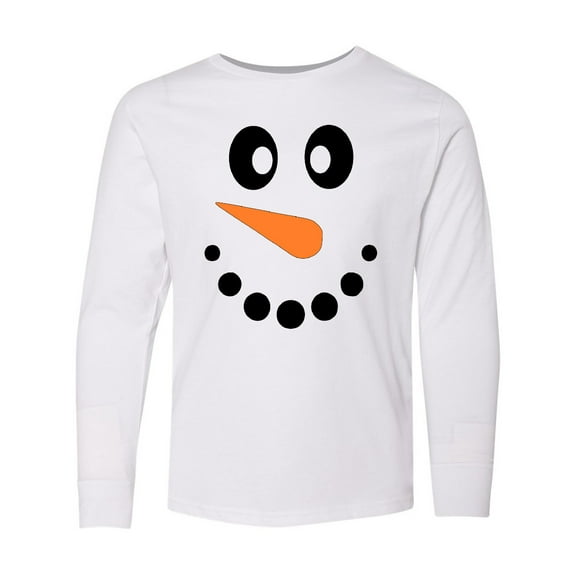 Inktastic Cute Smiling Snowman Face with Carrot Nose Long Sleeve Youth T-Shirt