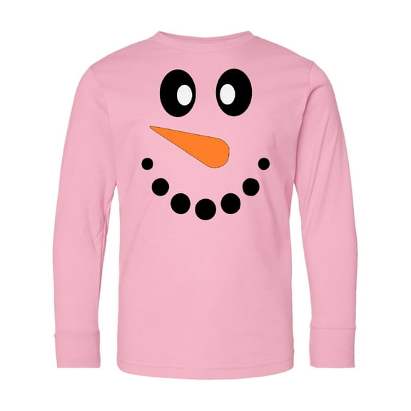 Inktastic Cute Smiling Snowman Face with Carrot Nose Long Sleeve Youth T-Shirt