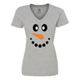 thumbnail image 1 of Inktastic Cute Smiling Snowman Face with Carrot Nose Women's V-Neck T-Shirt, 1 of 5