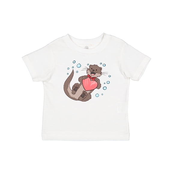 Inktastic Cute Smiling Valentine's Day Otter with Heart Boys or Girls Baby T-Shirt