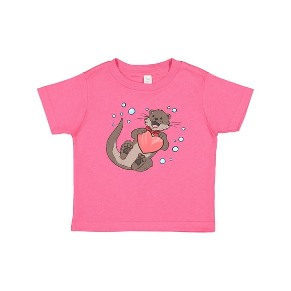 Inktastic Cute Smiling Valentine's Day Otter with Heart Boys or Girls Baby T-Shirt
