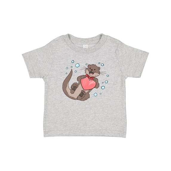Inktastic Cute Smiling Valentine's Day Otter with Heart Boys or Girls Baby T-Shirt