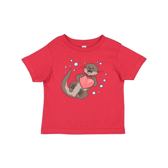 Inktastic Cute Smiling Valentine's Day Otter with Heart Boys or Girls Baby T-Shirt