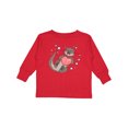 thumbnail image 1 of Inktastic Cute Smiling Valentine's Day Otter with Heart Boys or Girls Long Sleeve Toddler T-Shirt, 1 of 5