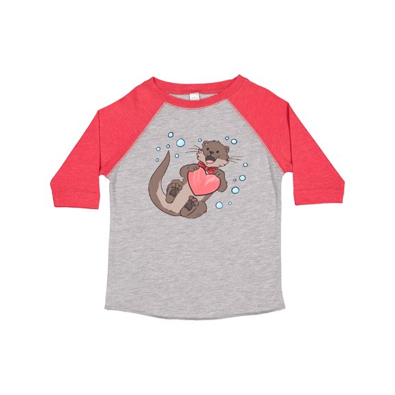 Inktastic Cute Smiling Valentine's Day Otter with Heart Boys or Girls Toddler T-Shirt