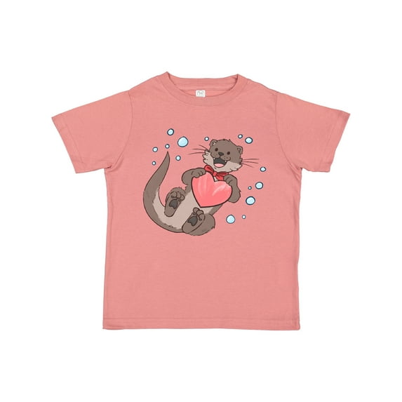 Inktastic Cute Smiling Valentine's Day Otter with Heart Boys or Girls Toddler T-Shirt