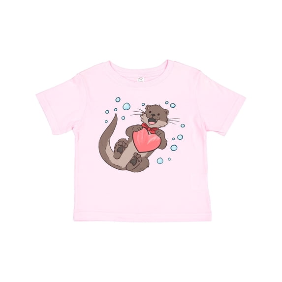 Inktastic Cute Smiling Valentine's Day Otter with Heart Boys or Girls Toddler T-Shirt