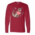 thumbnail image 1 of Inktastic Cute Smiling Valentine's Day Otter with Heart Long Sleeve T-Shirt, 1 of 5