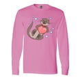 thumbnail image 1 of Inktastic Cute Smiling Valentine's Day Otter with Heart Long Sleeve T-Shirt, 1 of 5