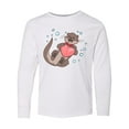 thumbnail image 1 of Inktastic Cute Smiling Valentine's Day Otter with Heart Long Sleeve Youth T-Shirt, 1 of 5