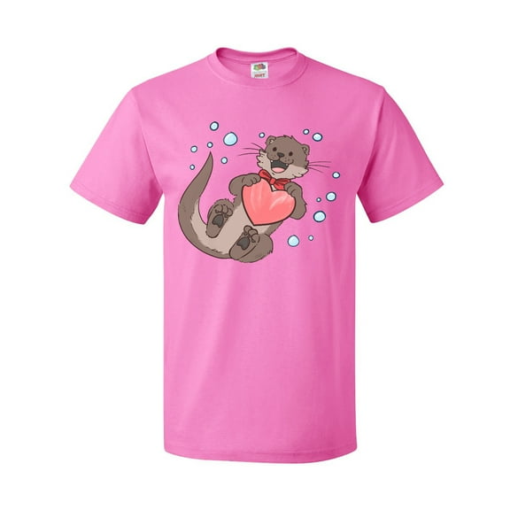 Inktastic Cute Smiling Valentine's Day Otter with Heart T-Shirt