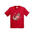 thumbnail image 1 of Inktastic Cute Smiling Valentine's Day Otter with Heart Youth T-Shirt, 1 of 5