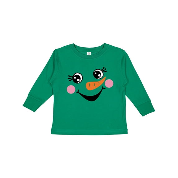 Inktastic Cute Snowman Girl Face Girls Long Sleeve Toddler T-Shirt