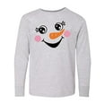 thumbnail image 1 of Inktastic Cute Snowman Girl Face Long Sleeve Youth T-Shirt, 1 of 5