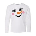 thumbnail image 1 of Inktastic Cute Snowman Girl Face Long Sleeve Youth T-Shirt, 1 of 5