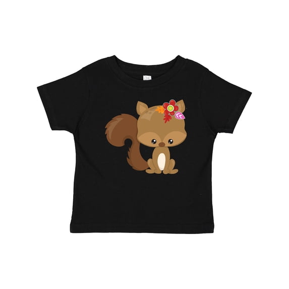 Inktastic Cute Squirrel, Squirrel With Flowers, Fluffy Tail Boys or Girls Baby T-Shirt