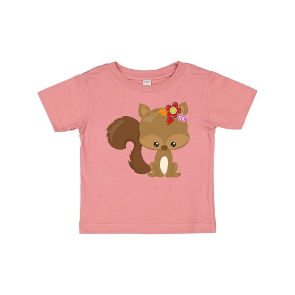 Inktastic Cute Squirrel, Squirrel With Flowers, Fluffy Tail Boys or Girls Baby T-Shirt