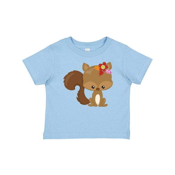 Inktastic Cute Squirrel, Squirrel With Flowers, Fluffy Tail Boys or Girls Baby T-Shirt