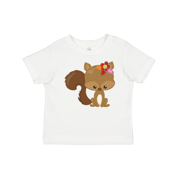 Inktastic Cute Squirrel, Squirrel With Flowers, Fluffy Tail Boys or Girls Baby T-Shirt