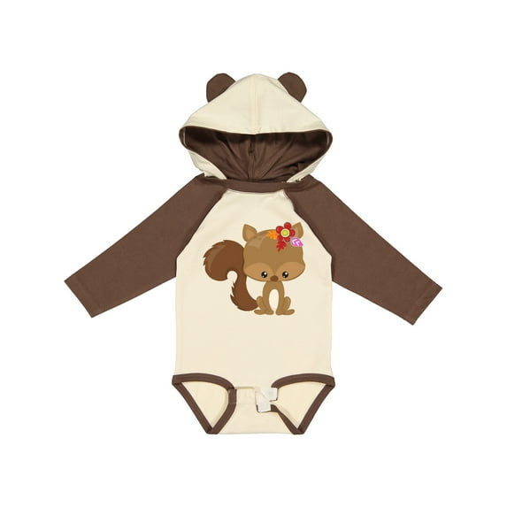 Inktastic Cute Squirrel, Squirrel With Flowers, Fluffy Tail Boys or Girls Long Sleeve Baby Bodysuit