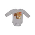 thumbnail image 1 of Inktastic Cute Squirrel, Squirrel With Flowers, Fluffy Tail Boys or Girls Long Sleeve Baby Bodysuit, 1 of 5