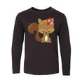 thumbnail image 1 of Inktastic Cute Squirrel, Squirrel With Flowers, Fluffy Tail Long Sleeve Youth T-Shirt, 1 of 5