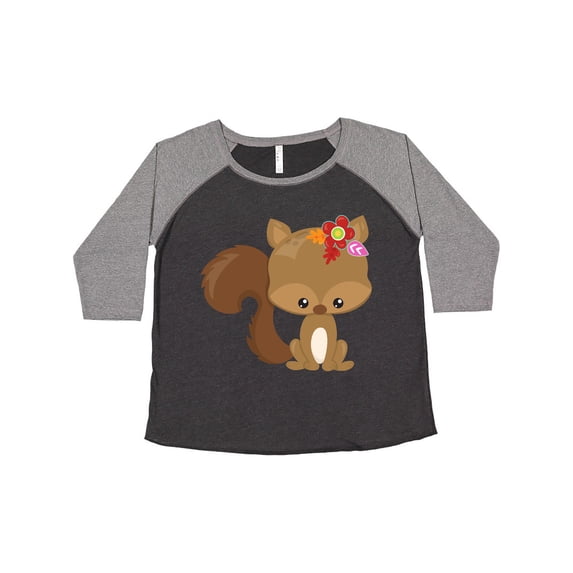 Inktastic Cute Squirrel, Squirrel With Flowers, Fluffy Tail Women's Plus Size T-Shirt