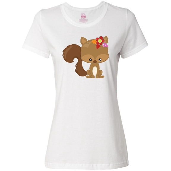 Inktastic Cute Squirrel, Squirrel With Flowers, Fluffy Tail Women's T-Shirt