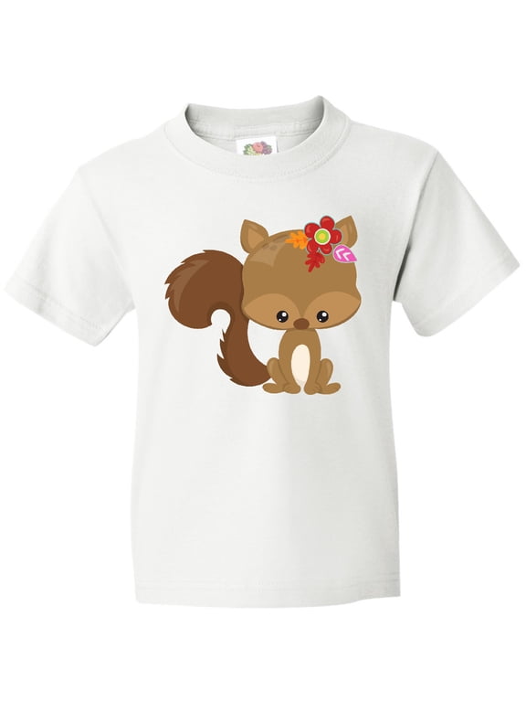 Cute Squirrel, Squirrel With Flowers, Fluffy Tail Youth T-Shirt