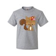 thumbnail image 1 of Inktastic Cute Squirrel, Squirrel With Flowers, Fluffy Tail Youth T-Shirt, 1 of 5