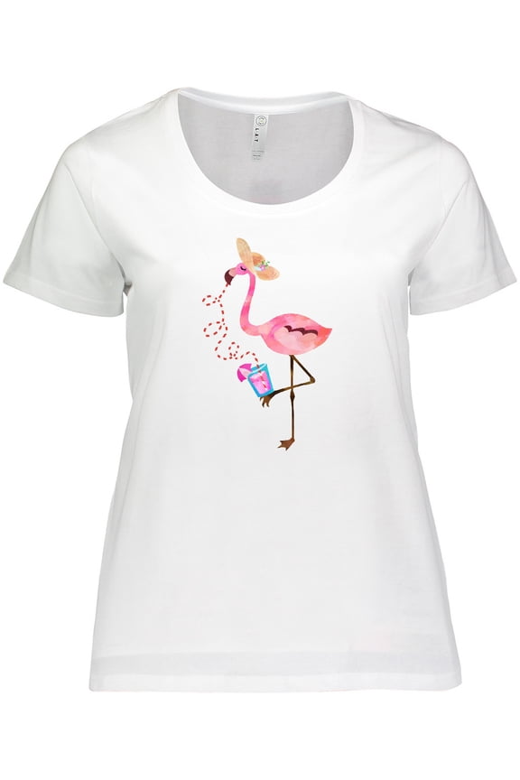 Cute Summer Flamingo Women's Plus Size T-Shirt