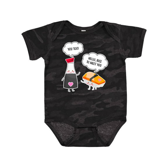 Inktastic Cute Sushi and Soy Sauce Rice to Meet You Boys or Girls Baby Bodysuit