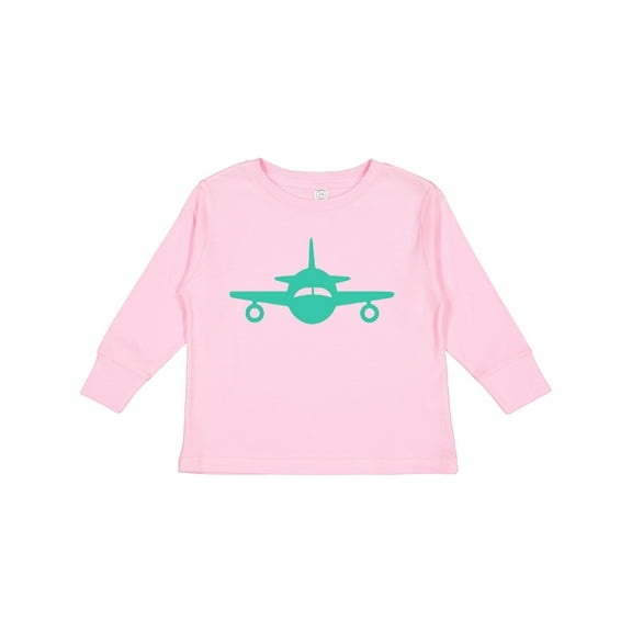 Inktastic Cute Teal Airplane Boys or Girls Long Sleeve Toddler T-Shirt