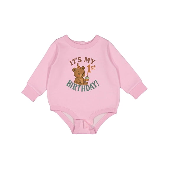 Inktastic Cute Teddy Bear 1st Birthday Celebration Baby Fleece Bodysuit