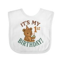Inktastic Cute Teddy Bear 1st Birthday Celebration Boys or Girls Baby Bib