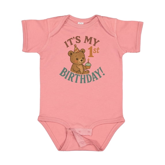 Inktastic Cute Teddy Bear 1st Birthday Celebration Boys or Girls Baby Bodysuit
