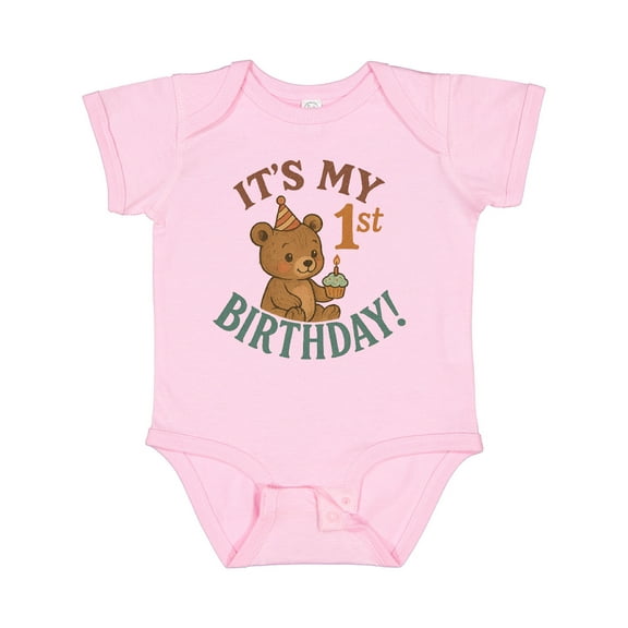 Inktastic Cute Teddy Bear 1st Birthday Celebration Boys or Girls Baby Bodysuit