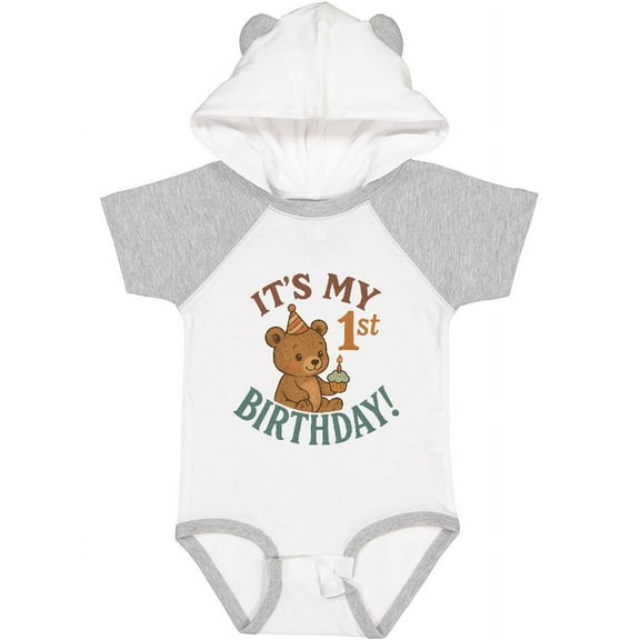 Inktastic Cute Teddy Bear 1st Birthday Celebration Boys or Girls Baby Bodysuit