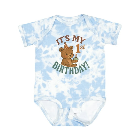 Inktastic Cute Teddy Bear 1st Birthday Celebration Boys or Girls Baby Bodysuit