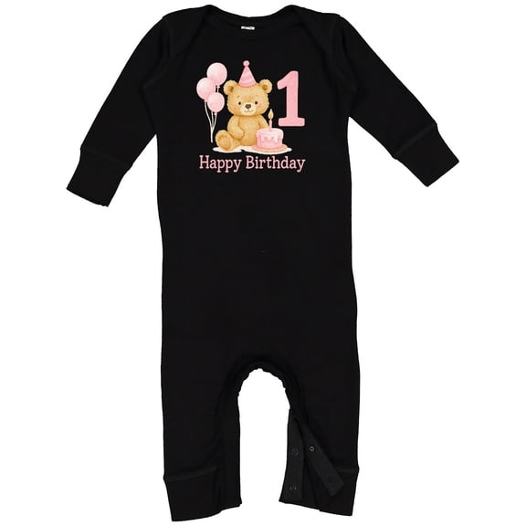 Inktastic Cute Teddy Bear 1st Birthday Party Baby Romper Coveralls