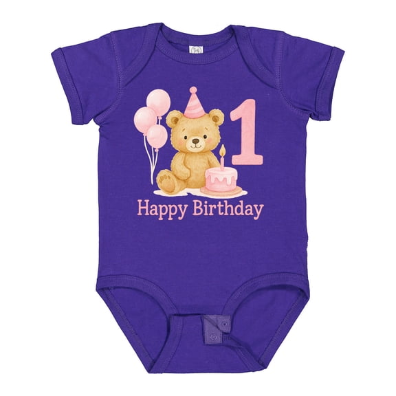 Inktastic Cute Teddy Bear 1st Birthday Party Boys or Girls Baby Bodysuit