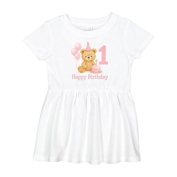 Inktastic Cute Teddy Bear 1st Birthday Party Girls Baby Dress